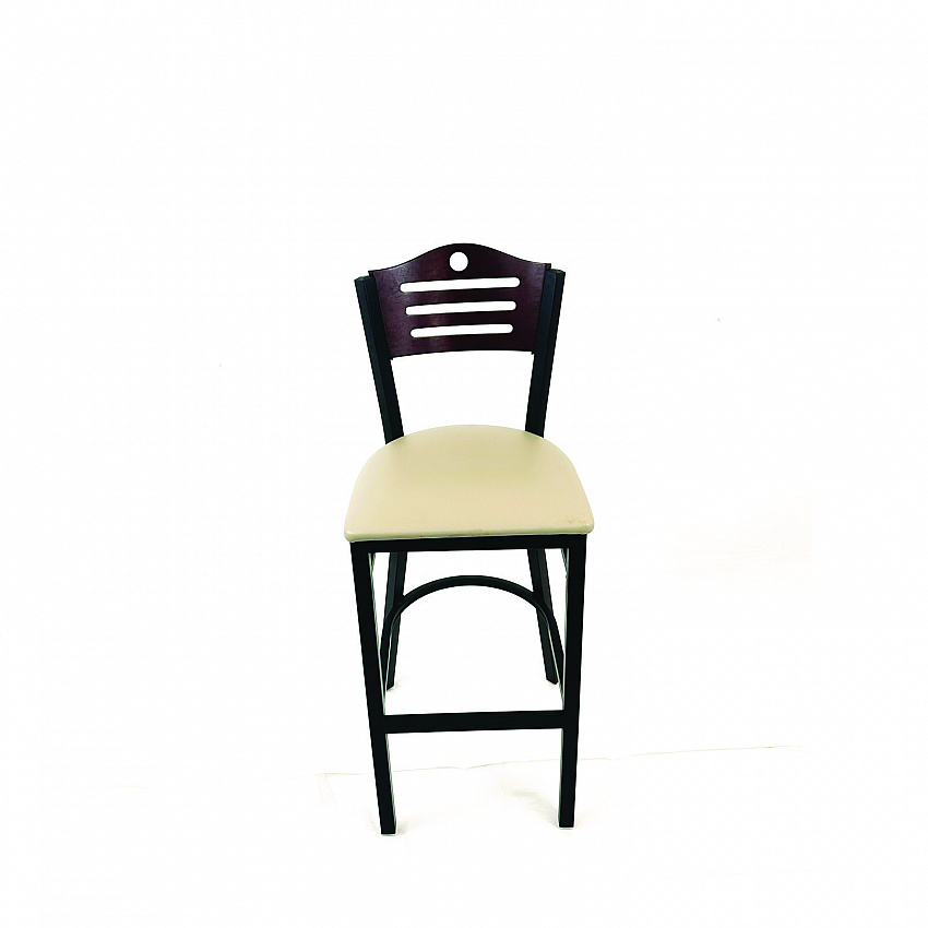 Eagle Series Barstool, Supports Up to 300 lb, 28.5" Seat Height, Taupe Seat, Dark Mahogany Back, Black Base (EBBVTAUB)