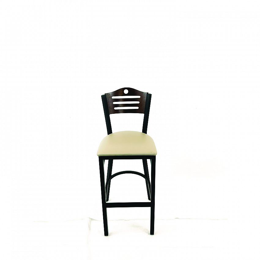 Eagle Series Barstool, Supports Up to 300 lb, 28.5" Seat Height, Taupe Seat, Dark Walnut Back, Black Base (EBBVTAUC)