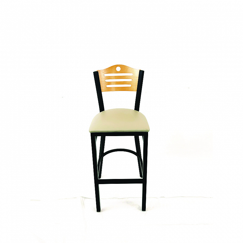Eagle Series Barstool, Supports Up to 300 lb, 28.5" Seat Height, Taupe Seat, Natural Back, Black Base (EBBVTAUD)