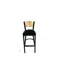 Jones River Series Barstool, Supports Up to 300 lb, 28.5" Seat Height, Black Seat, Natural Back, Black Base (JRBBVBLKD)