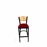 Jones River Series Barstool, Supports Up to 300 lb, 28.5" Seat Height, Burgundy Seat, Natural Back, Black Base (JRBBVBURD)