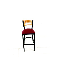 Jones River Series Barstool, Supports Up to 300 lb, 28.5" Seat Height, Burgundy Seat, Natural Back, Black Base (JRBBVBURD)
