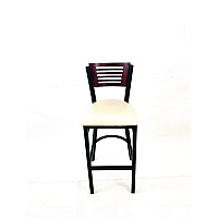 Jones River Series Barstool, Supports Up to 300 lb, 28.5" Seat Height, Cream Seat, Dark Mahogany Back, Black Base (JRBBVCRMB)
