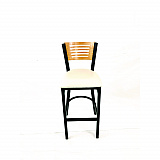 Jones River Series Barstool, Supports Up to 300 lb, 28.5" Seat Height, Cream Seat, Natural Back, Black Base (JRBBVCRMD)