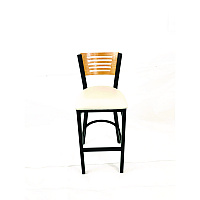 Jones River Series Barstool, Supports Up to 300 lb, 28.5" Seat Height, Cream Seat, Natural Back, Black Base (JRBBVCRMD)