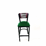Jones River Series Barstool, Supports Up to 300 lb, 28.5" Seat Height, Green Seat, Dark Mahogany Back, Black Base (JRBBVGRNB)