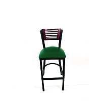 Jones River Series Barstool, Supports Up to 300 lb, 28.5" Seat Height, Green Seat, Dark Mahogany Back, Black Base (JRBBVGRNB)