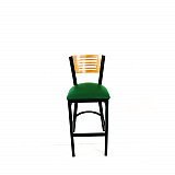 Jones River Series Barstool, Supports Up to 300 lb, 28.5" Seat Height, Green Seat, Natural Back, Black Base (JRBBVGRND)