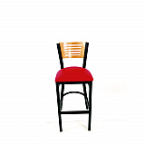 Jones River Series Barstool, Supports Up to 300 lb, 28.5" Seat Height, Red Seat, Natural Back, Black Base (JRBBVREDD)