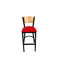 Jones River Series Barstool, Supports Up to 300 lb, 28.5" Seat Height, Red Seat, Natural Back, Black Base (JRBBVREDD)