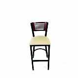 Jones River Series Barstool, Supports Up to 300 lb, 28.5" Seat Height, Taupe Seat, Dark Mahogany Back, Black Base (JRBBVTAUB)