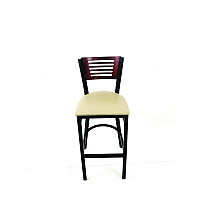 Jones River Series Barstool, Supports Up to 300 lb, 28.5" Seat Height, Taupe Seat, Dark Mahogany Back, Black Base (JRBBVTAUB)