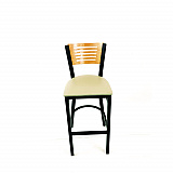 Jones River Series Barstool, Supports Up to 300 lb, 28.5" Seat Height, Taupe Seat, Natural Back, Black Base (JRBBVTAUD)