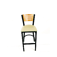 Jones River Series Barstool, Supports Up to 300 lb, 28.5" Seat Height, Taupe Seat, Natural Back, Black Base (JRBBVTAUD)