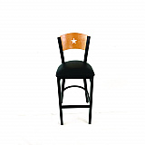 Liberty Series Barstool, Supports Up to 300 lb, 28.5" Seat Height, Black Seat, Natural Back, Black Base (LBBVBLKD)