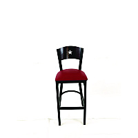 Liberty Series Barstool, Supports Up to 300 lb, 28.5" Seat Height, Burgundy Seat, Dark Mahogany Back, Black Base (LBBVBURB)