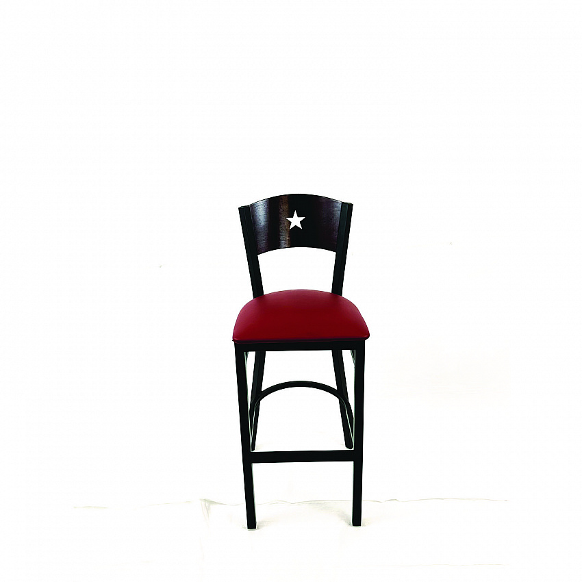 Liberty Series Barstool, Supports Up to 300 lb, 28.5" Seat Height, Burgundy Seat, Dark Mahogany Back, Black Base (LBBVBURB)