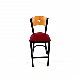 Liberty Series Barstool, Supports Up to 300 lb, 28.5" Seat Height, Burgundy Seat, Natural Back, Black Base (LBBVBURD)