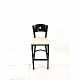 Liberty Series Barstool, Supports Up to 300 lb, 28.5" Seat Height, Cream Seat, Dark Mahogany Back, Black Base (LBBVCRMB)