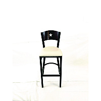 Liberty Series Barstool, Supports Up to 300 lb, 28.5" Seat Height, Cream Seat, Dark Mahogany Back, Black Base (LBBVCRMB)
