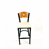 Liberty Series Barstool, Supports Up to 300 lb, 28.5" Seat Height, Cream Seat, Natural Back, Black Base (LBBVCRMD)