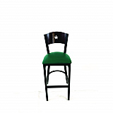Liberty Series Barstool, Supports Up to 300 lb, 28.5" Seat Height, Green Seat, Dark Mahogany Back, Black Base (LBBVGRNB)