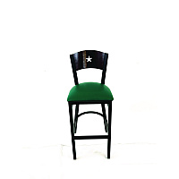 Liberty Series Barstool, Supports Up to 300 lb, 28.5" Seat Height, Green Seat, Dark Mahogany Back, Black Base (LBBVGRNB)