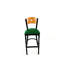 Liberty Series Barstool, Supports Up to 300 lb, 28.5" Seat Height, Green Seat, Natural Back, Black Base (LBBVGRND)