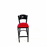 Liberty Series Barstool, Supports Up to 300 lb, 28.5" Seat Height, Red Seat, Dark Mahogany Back, Black Base (LBBVREDB)