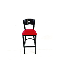 Liberty Series Barstool, Supports Up to 300 lb, 28.5" Seat Height, Red Seat, Dark Mahogany Back, Black Base (LBBVREDB)