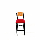 Liberty Series Barstool, Supports Up to 300 lb, 28.5" Seat Height, Red Seat, Natural Back, Black Base (LBBVREDD)