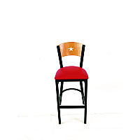 Liberty Series Barstool, Supports Up to 300 lb, 28.5" Seat Height, Red Seat, Natural Back, Black Base (LBBVREDD)