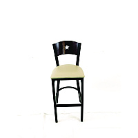 Liberty Series Barstool, Supports Up to 300 lb, 28.5" Seat Height, Taupe Seat, Dark Mahogany Back, Black Base (LBBVTAUB)