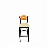 Liberty Series Barstool, Supports Up to 300 lb, 28.5" Seat Height, Taupe Seat, Natural Back, Black Base (LBBVTAUD)
