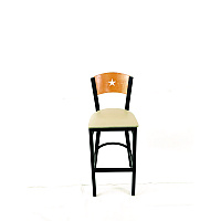 Liberty Series Barstool, Supports Up to 300 lb, 28.5" Seat Height, Taupe Seat, Natural Back, Black Base (LBBVTAUD)