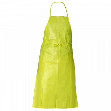 A70 Chemical Spray Protection Aprons, Polyethylene-Coated Fabric, One Size Fits Most, Yellow, 100/Carton (97790)