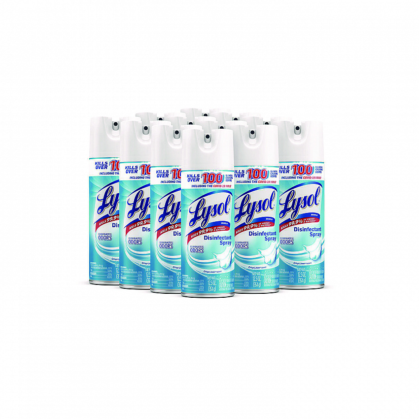Disinfectant Spray, Crisp Linen Scent, 12.5 oz Aerosol Spray, 12/Carton (74186)