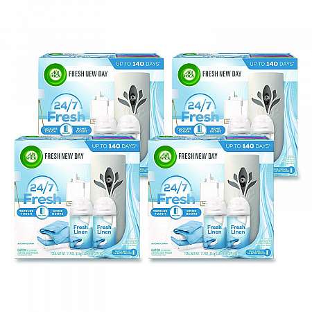 Freshmatic Ultra Automatic Starter Kit, Gadget/(2) 5.89 oz Fresh Linen Refills/AA Battery, 4 Kits/Carton (01918CT)