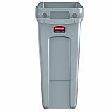 Slim Jim Waste Container with Handles, 16 gal, Plastic, Light Gray (1971258)