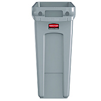 Slim Jim Waste Container with Handles, 16 gal, Plastic, Light Gray (1971258)