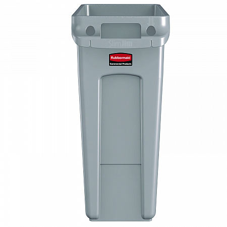 Slim Jim Waste Container with Handles, 16 gal, Plastic, Light Gray (1971258)