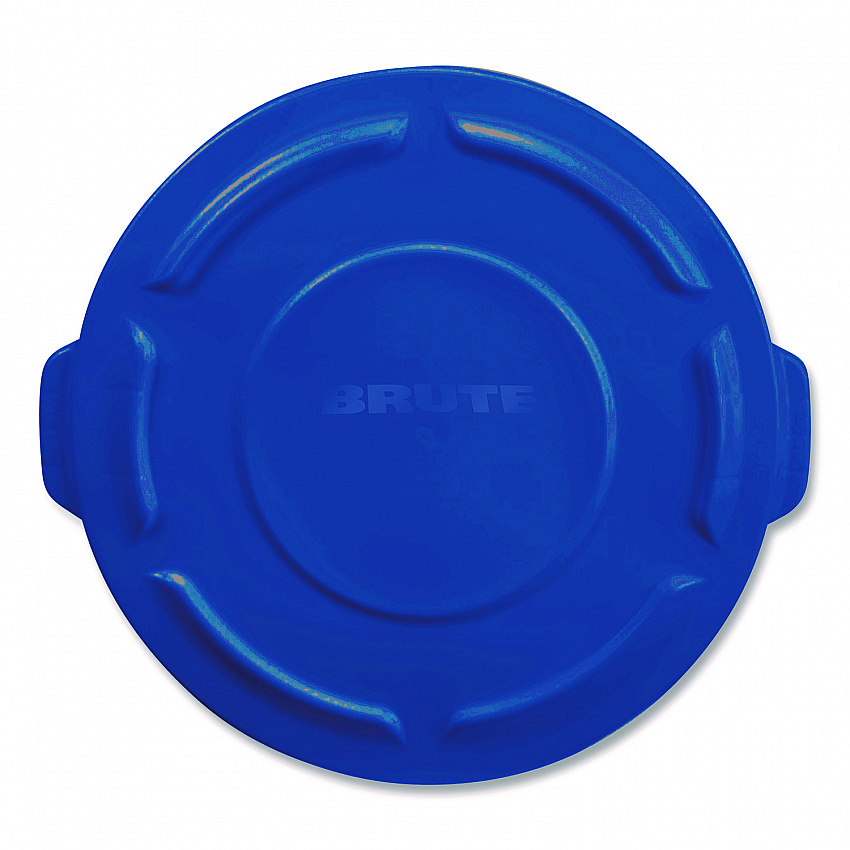 BRUTE Self-Draining Flat Top Lid for 55 gal Round Brute Containers, 26.75" Diameter, Blue, 3/Carton (1779733CT)