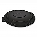 BRUTE Self-Draining Flat Top Lids for 32 gal Round BRUTE Containers, 22.25" Diameter, Black (1867532EA)