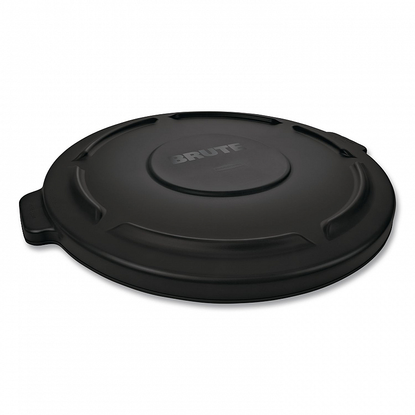 BRUTE Self-Draining Flat Top Lids for 32 gal Round BRUTE Containers, 22.25" Diameter, Black (1867532EA)