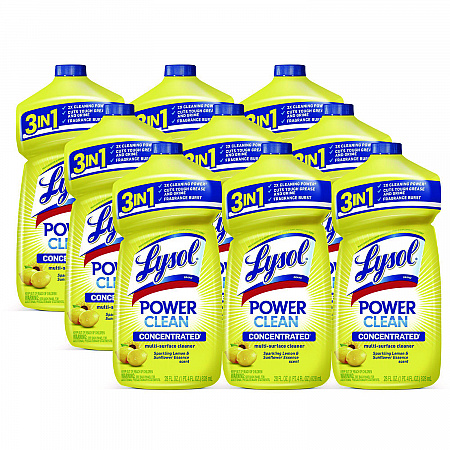 Power Clean Concentrated Multi-Surface Cleaner, Lemon and Sunflower Essence, 28 oz Pour Bottle, 9/Carton (82513CT)