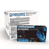 Industrial Vinyl Gloves, Powder-Free, Large, 3 mil Thick, 9.5" Long, Blue, 100/Box, 10 Boxes/Carton (IVBPF46100)