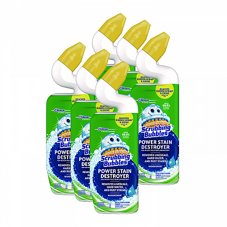 Power Stain Destroyer Toilet Bowl Disinfectant, Rainshower Scent, 24 oz Bottle, 6/Carton (387234)