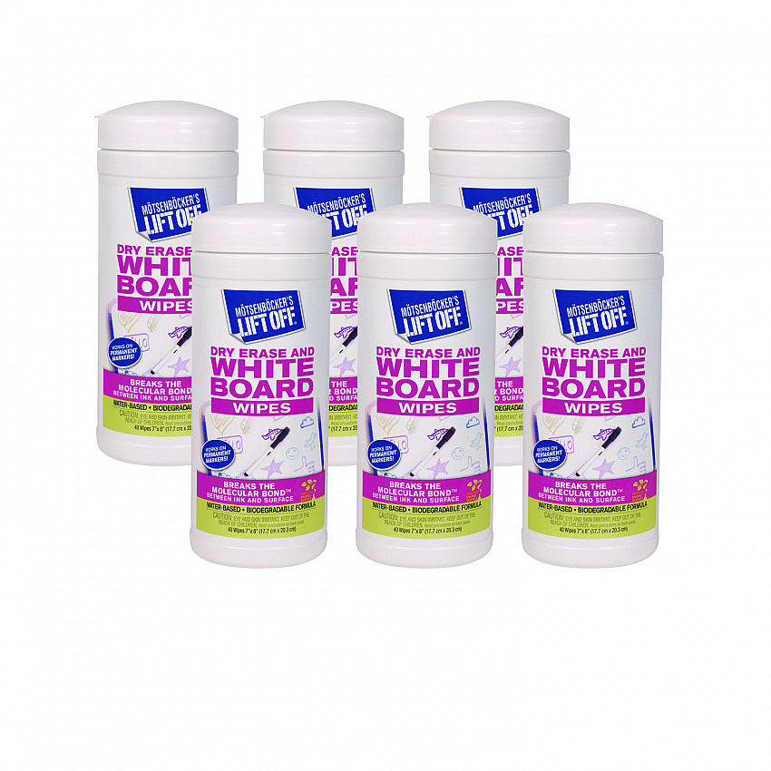 Dry Erase Board Cleaner Wipes, Cloth, 7 x 12, 40/Canister, 6 Canisters/Carton (42703CT)