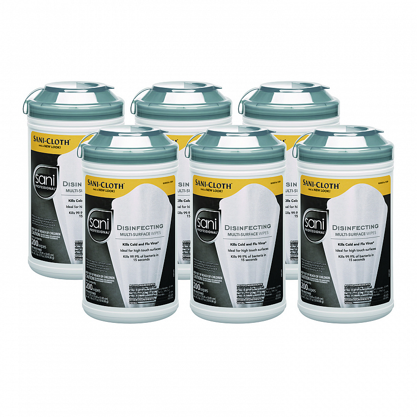 Disinfecting Multi-Surface Wipes, 7.5 x 5.38, White, 200/Canister, 6 Canisters/Carton (P22884CT)