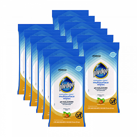 Multi-Surface Cleaner Wet Wipes, Cloth, 7 x 10, Fresh Citrus, White, 25/Pack, 12 Packs/Carton (336274)